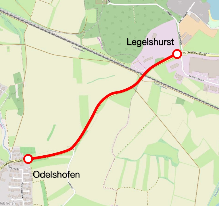 Karte von Odelshofen und Legelshurst